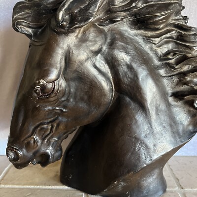 Vintage 70s ''Flaming Mane'' Horse Head Cast Sculpture - James Killian Spratt