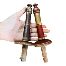 Rare 1850's Old Vintage Antique Wooden Hand Crafted Lacquer Painted Hanger Hook