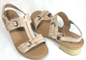 Clarks Collection Soft Cushion Tan Sandals Womenâs Size 7.5 | eBay