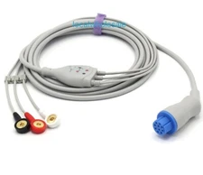 Compatible GE-Datex Ohmeda one-piece ECG cable 3leads AHA Snap
