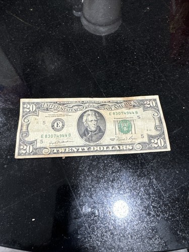 20 dollar bill 1981 vintage With Burn Marks From An Abandoned Safe