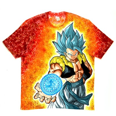 XXL Diego Rambo Artistic Tie Dye Short Sleeve Shirt Handmade - DBZ Gogeta Blue