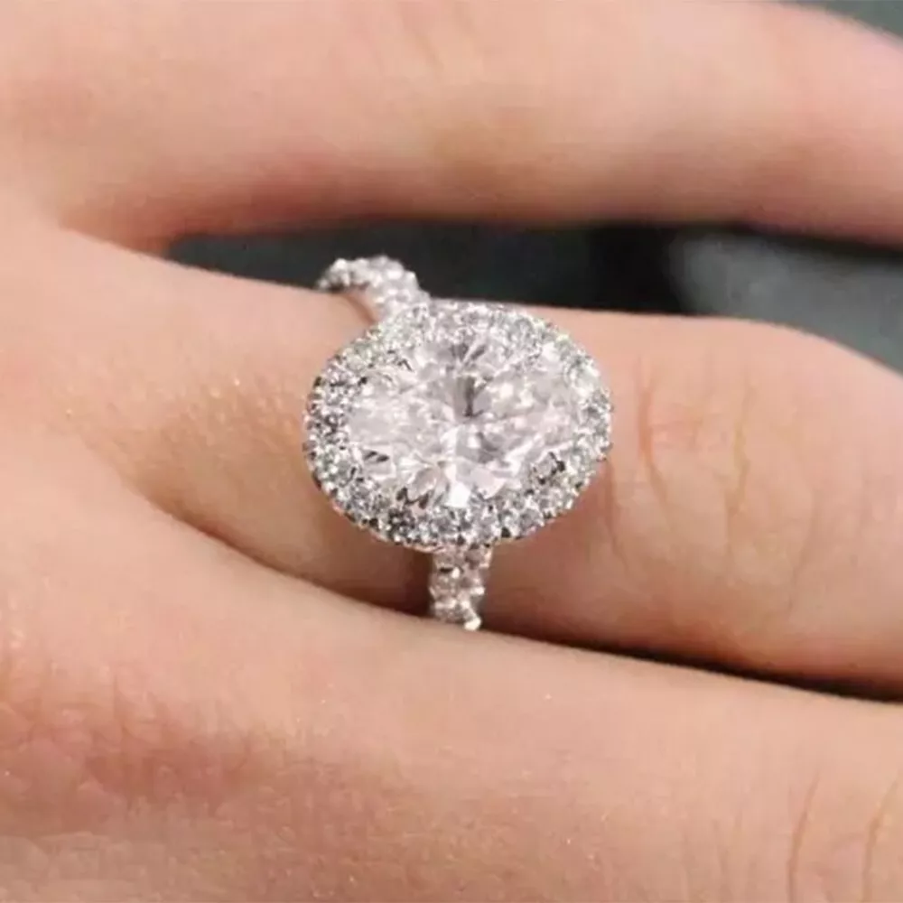 Diamante Matrimonio Anello Ovale 1.32 KT Igi GIA Creato IN