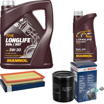 BOSCH Inspektionspaket 6 L MANNOL 5W-30 Longlife für Nissan Maxima/Maxima QX V