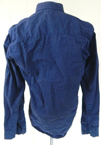 Zara Man Large Shirt Denim Couture Button Down Washed Navy Star Print EUC - Picture 2 of 4