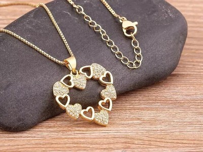 2.00 Ct Round Cut Heart Moissanite Pendant 14K Yellow Gold Plated