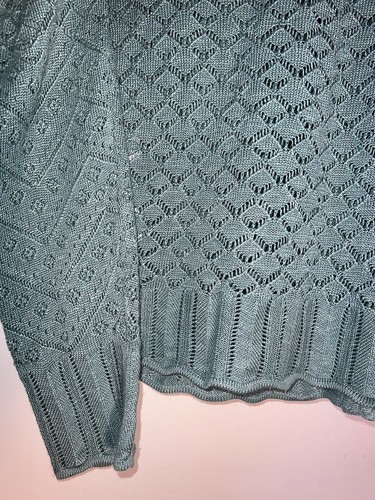 Sundance Emory Pointelle Rüschen Cardigan Pullover Grün Gr. M. c862 - Bild 10 von 12