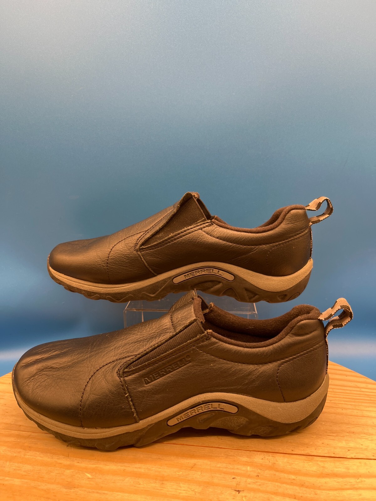 Merrell Sneaker Slip On Jungle MOC Uomo Taglia 6M Pelle Nera Impermeabile Comfort