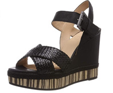Geox Women's D Yulimar C Wedge Heels Sandals, Black / Tan