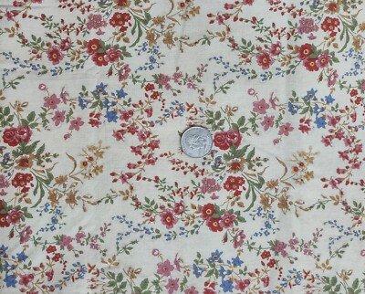 2 Yds Cotton Quilting Fabric -Kesslers & Concord -Tiny Multicolor & Red Flowers