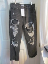 LIONESS black denim jeans distressed High Waist Size L NWT