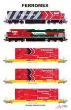 Póster Tren Intermodal Doble Pila Ferromex 11"x17" firmado por Andy Fletcher