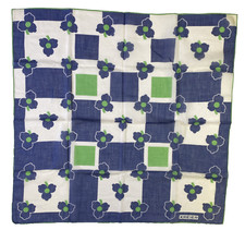 Kreier Cotton Scarf Blue, Green, White - Mod - 26 inches x 27 inches