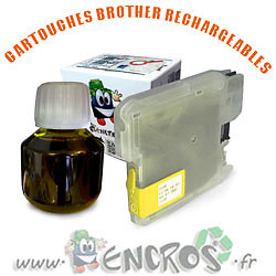 Encre jaune pour recharger les cartouches de l'imprimante Brother de la maison