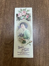 Antique 1900s Victorian Mennen's Violet Talcum Powder Bookmark Ephemera Card