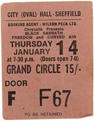 FREEDOM Concert Ticket - City Hall, SHEFFIELD 1971 5''x4'' reprint