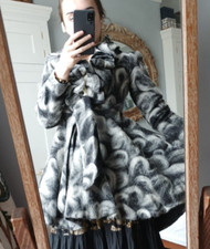 Vintage White Black Fit Flare Princess Victorian Riding Coat Steampunk Goth 8