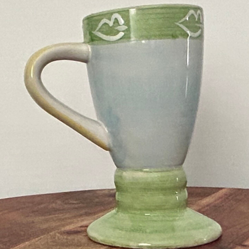 Tall Coffee Mug Fun TULIP Coffee Tea Hot Cocoa Glazed Floral Pottery Alco - Picture 2 of 7