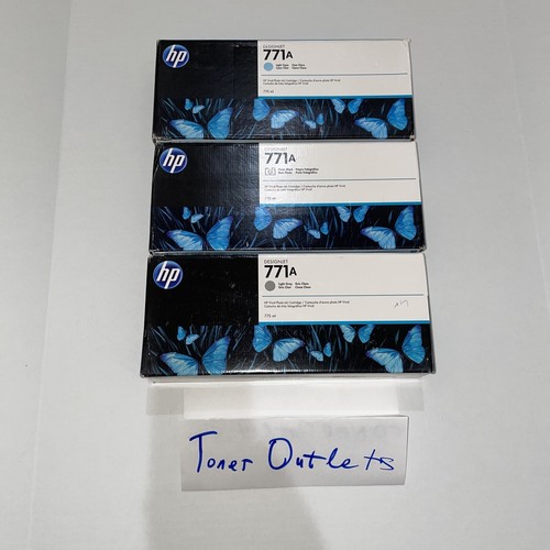 3x HP 771A 775-ml Ink Cartridge, Light Cyan , Light gray, Photo black ...