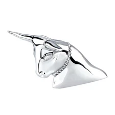 Chrome Long Horn Bull Hood Ornament Flat Base For Peterbilt Kenworth