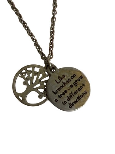 Tree Of Life Pendant Necklace Inspirational Quotes Silver Tone Gift Unique