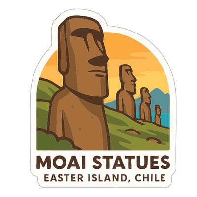 Moai Statues, Easter Island Chile Sticker Decal Vinyl Die-Cut Symbolic Landmark