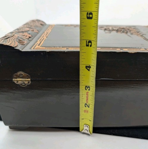 Joyero vintage asiático/chino madera tallada en alto relieve LEER DEFECTO - Imagen 12 de 24