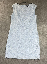 Chaps Dress Womens 12 Blue Floral Lace Sheath Knee Length Lined Summer Capsule