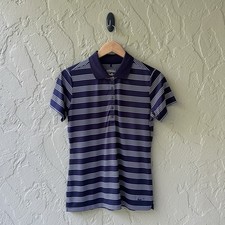 Nike Golf Women Medium Navy White Multi Stripe Tour Performance Polo Shirt NWOT