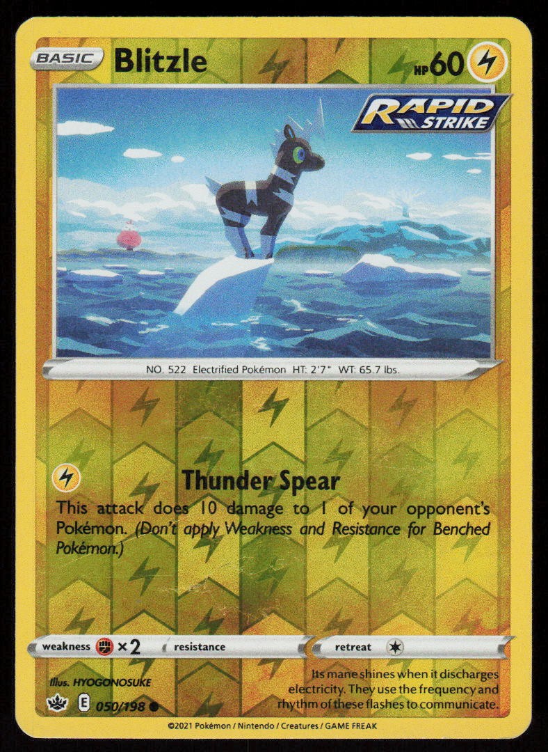 Blitzle 050/198 Common Chilling Reign Pokemon Reverse Holo Lightly Played