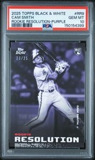 2025 TOPPS BLACK & WHITE RC RESOLUTION PURPLE #RR9 CAM SMITH 20/25 PSA 10