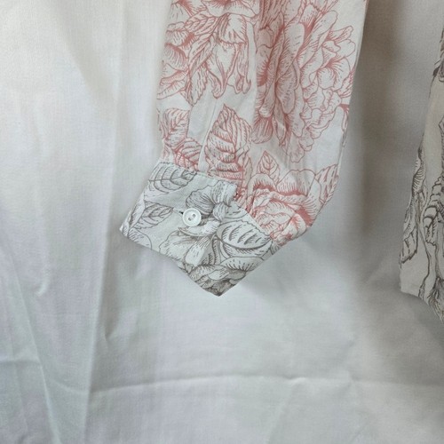 Aura Damen weiß Colorblock Blumen Langarm leicht geknöpft Shirt Small - Bild 8 von 9