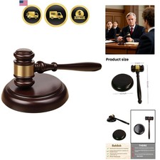 Wooden Gavel and Sound Block Set, Loud Clear Strike Judge Gavel for Meetings,...