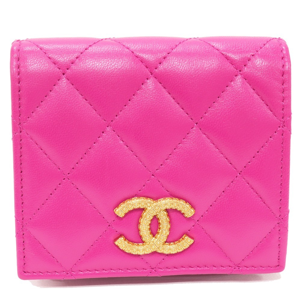CHANEL Folded Wallet (with Coin Purse) Matelass Coco Mark Small Wallet Lambskin