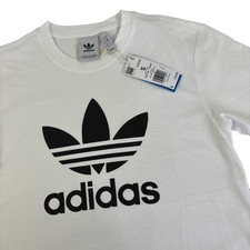 New Mens Adidas Short Sleeve Trefoil T-Shirt Size Small NWT White 30