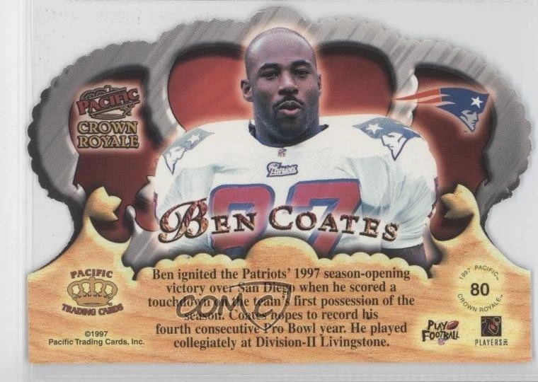 1997 Pacific Crown Royale Blue Holofoil Ben Coates #80 - Image 2 of 2