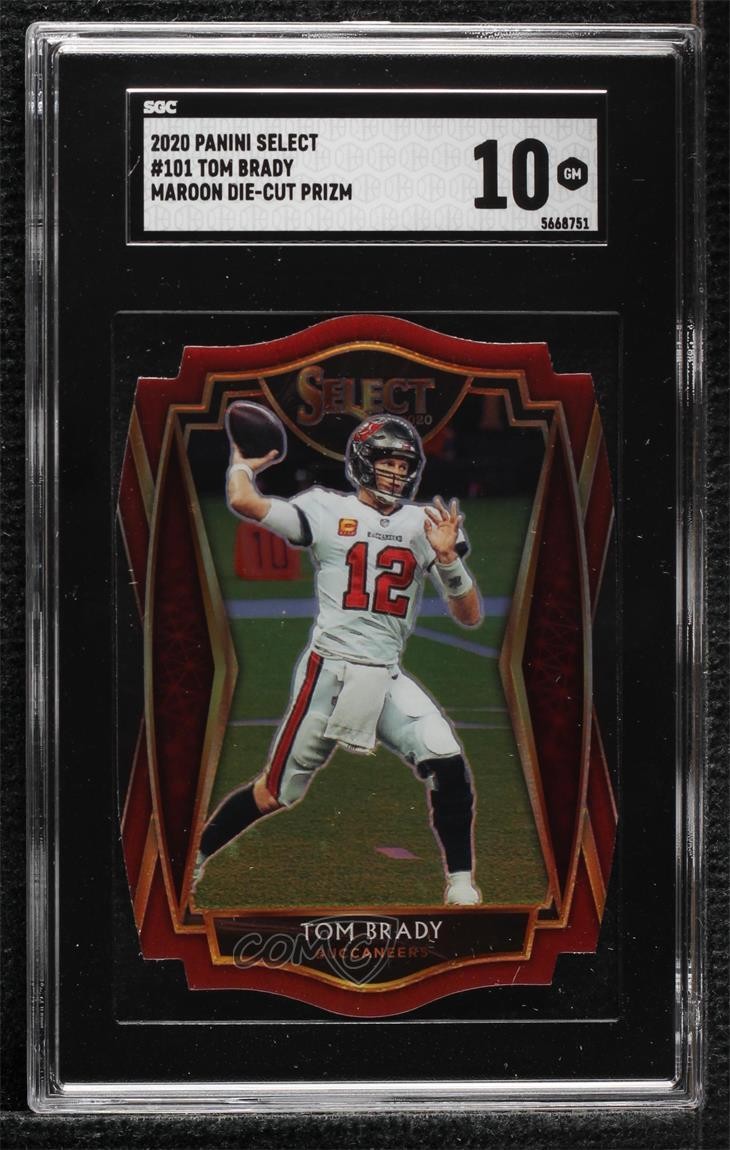2020 Panini Select Premier Level Maroon Prizm Die-Cut Tom Brady SGC 10 GEM 12hl
