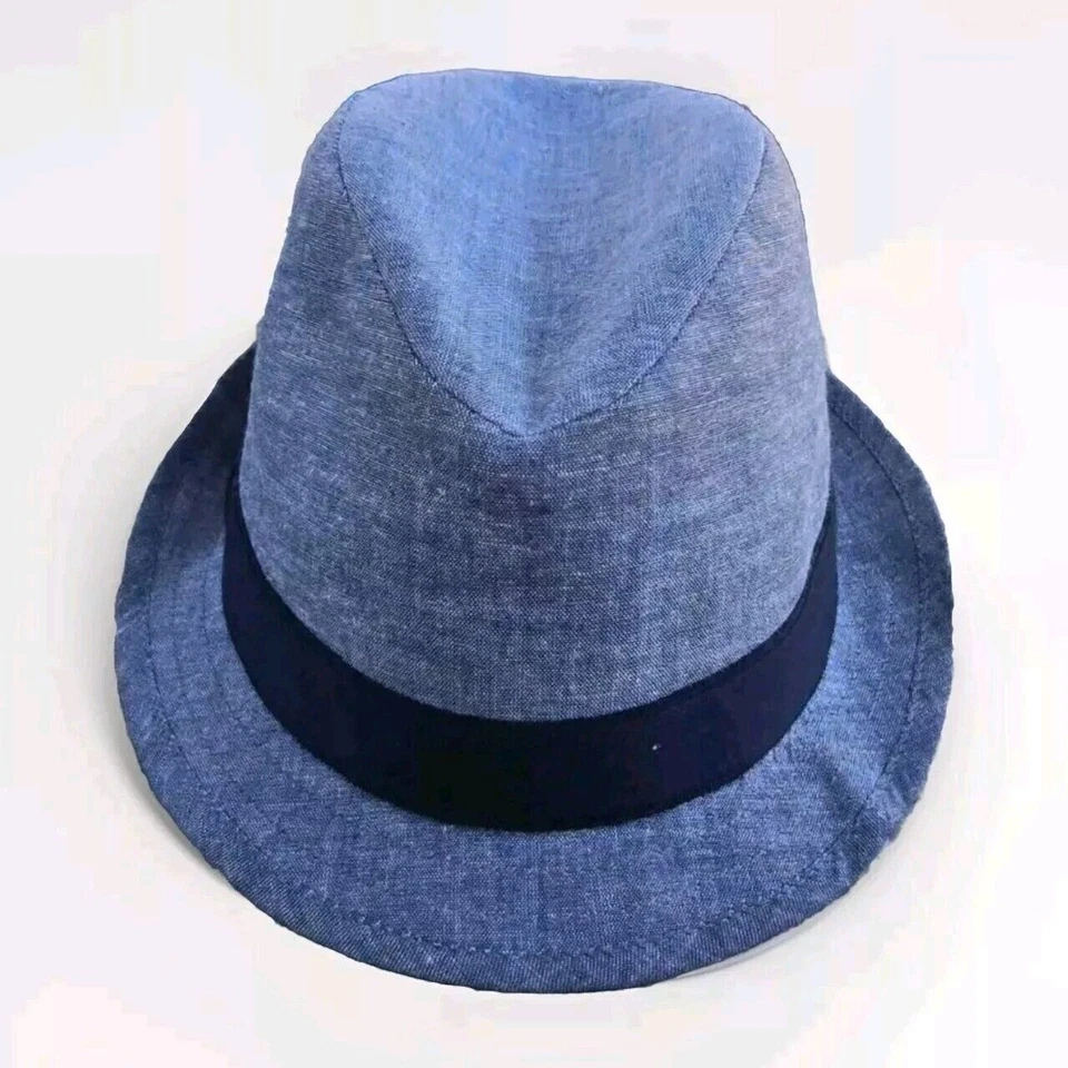 Chapéu Vintage Banana Republic Fedora Safari Xadrez Azul P/M - Imagem 2 de 4