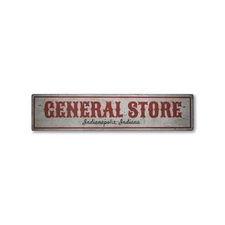 General Store Location, Custom Store - Rustic Distressed Wood Sign