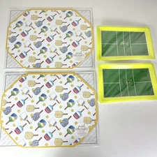 Pickleball Party 11” Paper Plates & Paper Placements Theme Supplies - 16 Guests