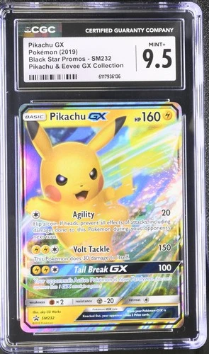 CGC 9.5 MINT+ Pikachu GX 2019 Black Star Promos SM232 Holo Pokemon Card