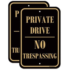 Private Drive No Trespassing Signs 2 Pack 12 x 18 Inches Private Driveway Sig...