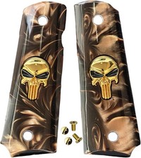 1911 Grips Full Size,White Pearl,Black Pearl,Bonded Ivory,Silver Gold Metal Puni