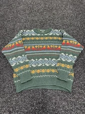 MOFFAT WOOLLENS Scotland Sweater Jumper Men’s Large Wool Knit Fair Isle Green