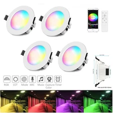 4Pack LED Downlight RGB+CCT Recessed Dimmable Ceiling Spotlights Downlight Lamps