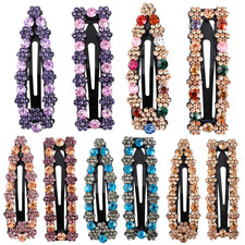 10PCS Rhinestone Hair Clips, 2.76 Inch Crystal Snap Hair Barrettes, Water Drop a