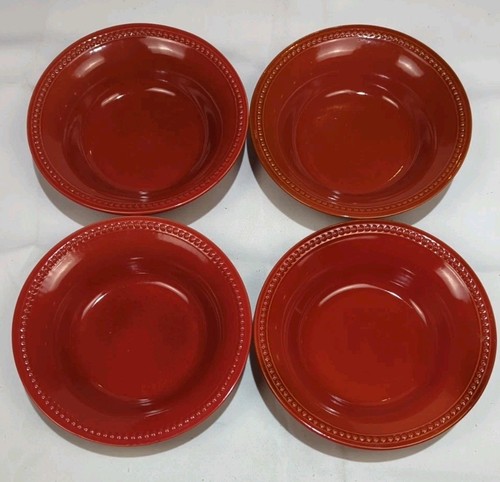 PIER 1 ~Spice Route Paprika~ Set of 4 Soup/Cereal Bowls~Beaded Stoneware VTG - Picture 1 of 5