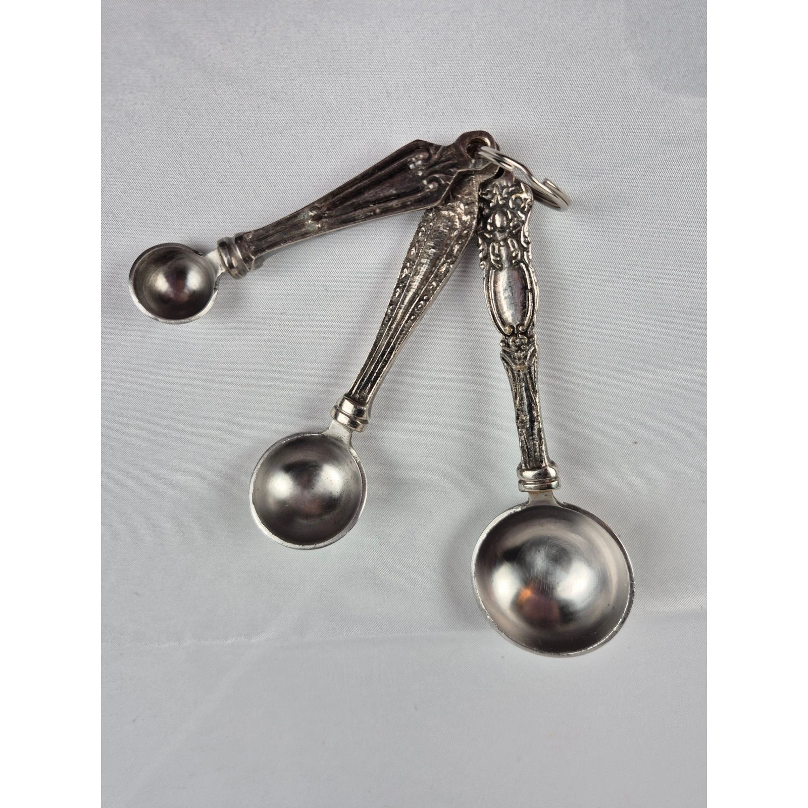 Vintage Silverplate Measuring Spoon Set Ringed Kitchen Baking Decor USA