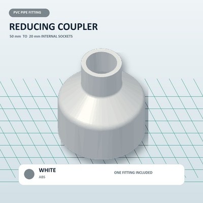 PVC Rohr Reduzierkupplung 50 mm auf 20 mm Innendurchmesser Adapter