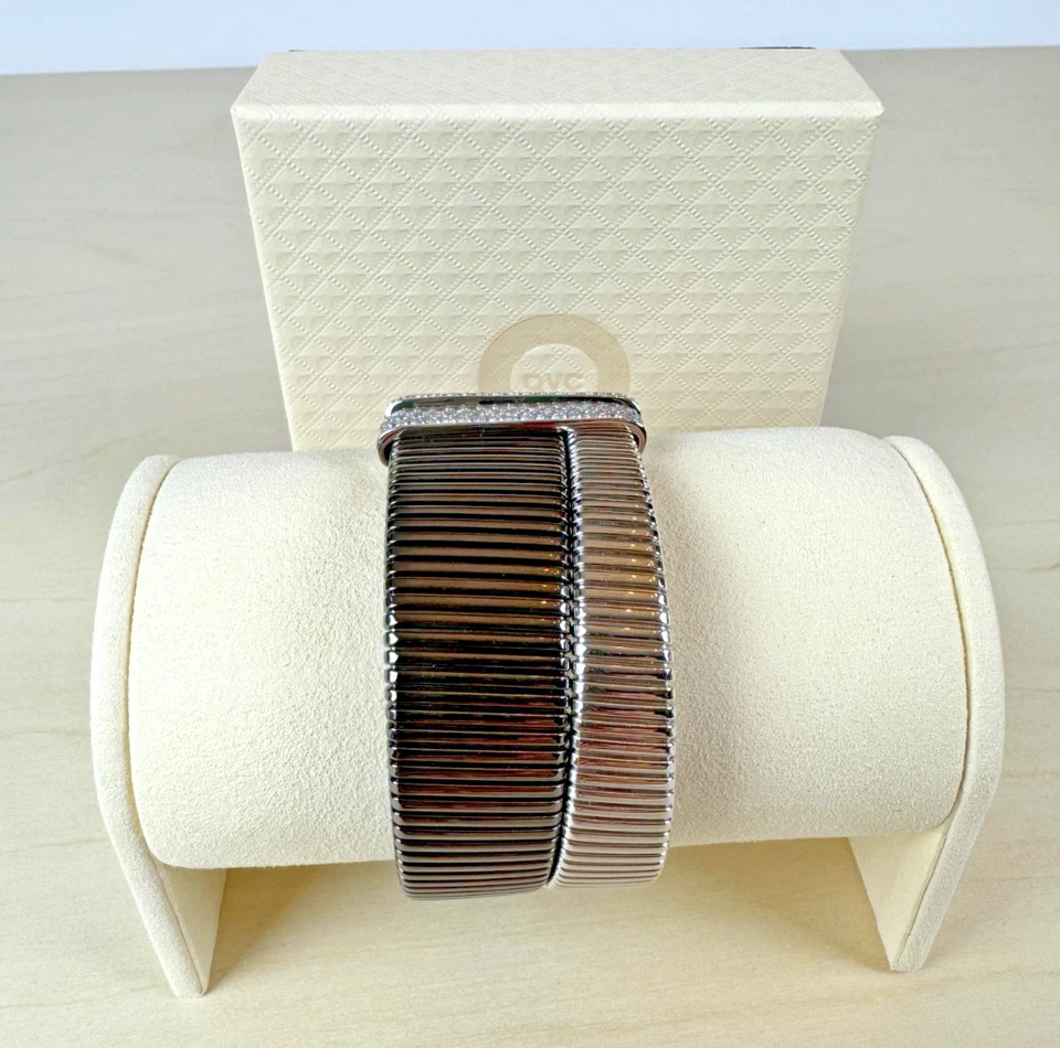 Pulsera QVC Bobina Dos Tonos con Cristales 8.5" (133) Foto 3 de 4